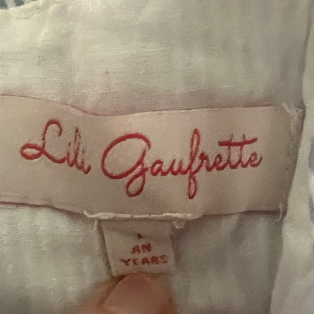Lili Gaufrette Baby Girl Blue and White Striped Dress w/ Floral Embroidery 12M - Picture 2 of 3